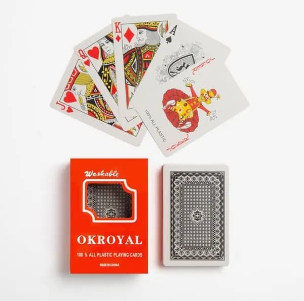 Игральные карты POKER пластиковые(54 шт.) в пластмассовом коробе,черно-белый узор