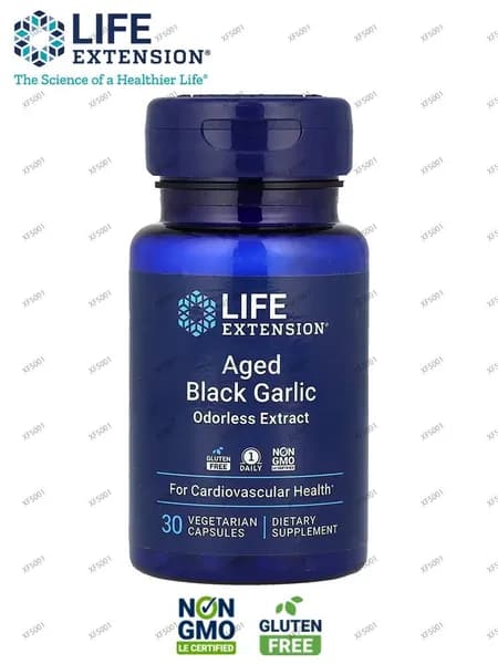 Life Extension, Старый черный чеснок, 30 вегетарианских капсул (500 мг в капсуле)