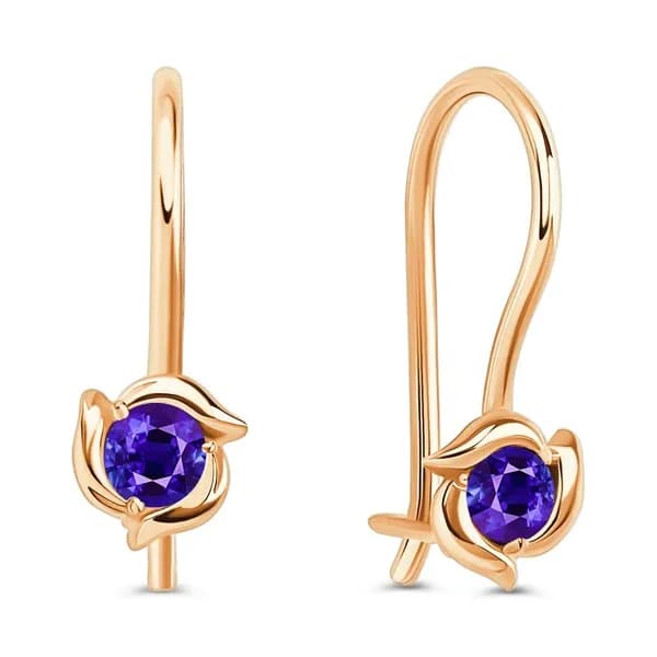 Серьги детские с фианитами из красного золота 375 пробы 585GOLD