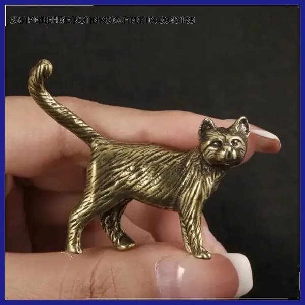 Винтажная статуэтка котенка из латуни