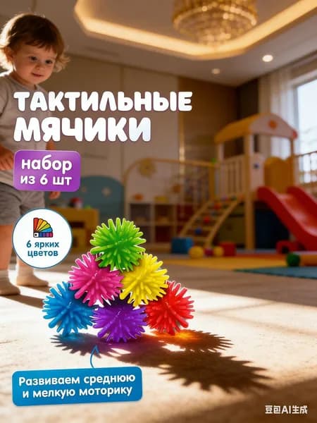 Универсальный набор массажеров Су-Джок 1 см (6 шт), для развития детей и здоровья взрослых, семейная упаковка