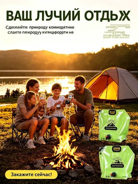 Комплект из двух походных сумок для воды объемом 16 л.