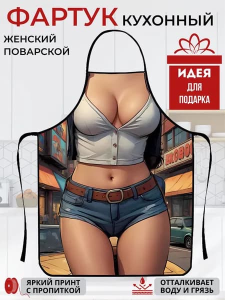 Kitchenfun Фартук кухонный  1шт, Голубые шорты