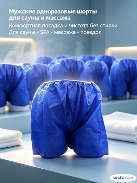 Одноразовые мужские саунированные трусы синего цвета из нетканого материала для spa, 15 шт