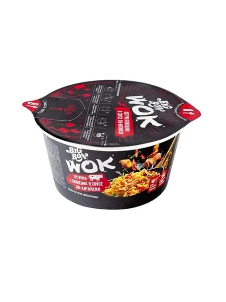 Лапша BigBon Острая Говядина В Соусе По-Китайски, 85гр