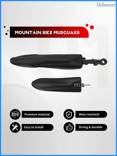 Брызговик для горного велосипеда MTB, комплект 2 шт. (передний/задний), гибкий пластик, легкая установка, супер качество, черный