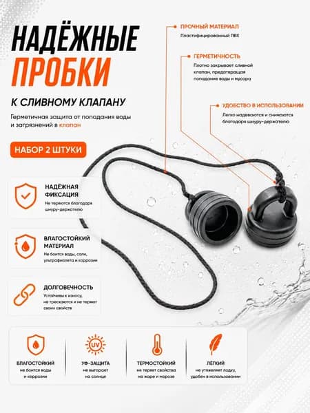 Пробка к сливному клапану ПВХ (32 мм) 2 шт.