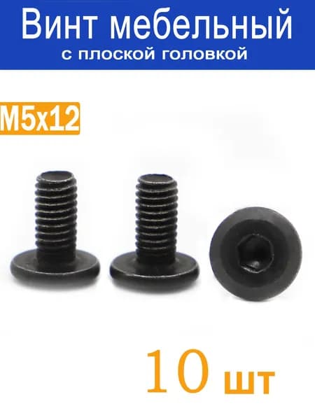 Винт M5 x 5 x 12 мм, головка: Плоская, 10 шт.