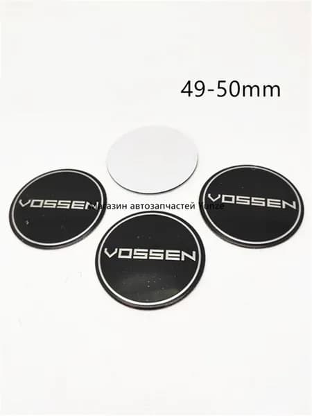 Наклейки на колесные диски / Наклейки на колесо / Наклейка на колпак Vossen 49-50мм, 4 шт.