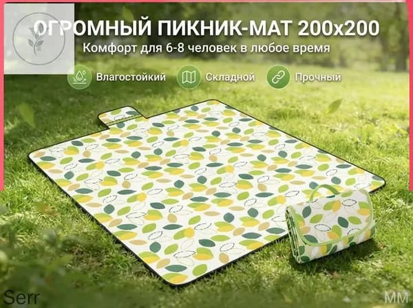 Коврик для пикника и пляжа 200200 см, складной водонепроницаемый туристический коврик, подстилка для кемпинга, дачи, палатки и отдыха на природе