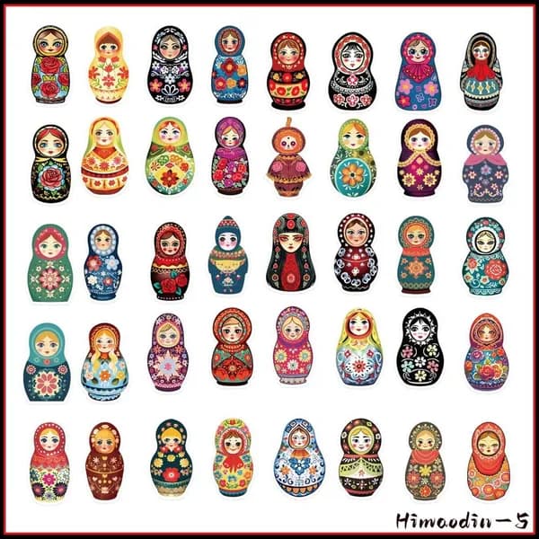 Наклейка Русская матрешка 50 листов в упаковке