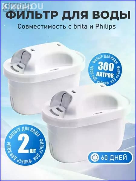Универсальные картриджи для фильтр-кувшина Philips AWP210P2 & BRITA PRO MAXTRA+ (Комплект 2 шт) Двойная фильтрация хлора, накипи, тяжёлых металлов Совместимость с брендами Без BPA-HD-CJ1215