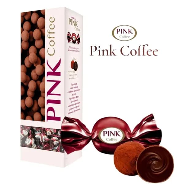 Конфеты "Pink Coffee", с кремовой начинкой и кофе, подарочная упаковка, 163 гр