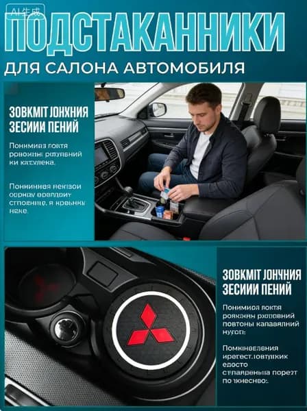 Коврик подстаканник держатель в авто Мицубиси, 2 шт.