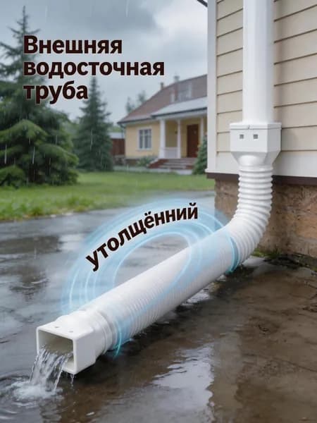 Водосточная труба, удлинитель для дренажа из коричневого пластика квадратной формы, подходит для дренажа или удлинения гибких трубопроводных систем