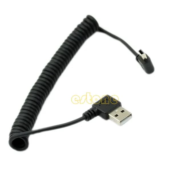 Пружинный выдвижной кабель MINI USB 2.0 с прямым углом 90 градусов USB 2.0 с 5-контактным разъемом для зарядки данных Кабель зарядного устройства для синхронизации данных 30 см