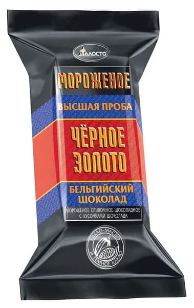 Мороженое бельгийский шоколад с кусочками шоколада, 200 г, Черное золото