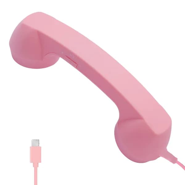 Ретро-телефонная трубка с USB-C, розовая