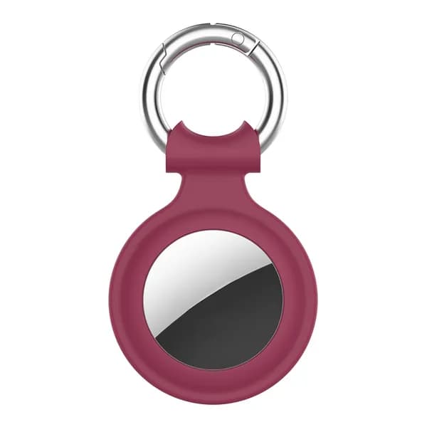 Силиконовый чехол-сердце с застёжкой для AirTag, винный цвет