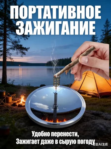 Солнечное устройство для зажигания, компактная форма, не требует заправки, безопасно для транспортировки, подходит для рыбалки и охоты