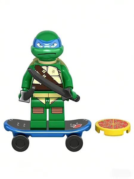 Минифигурка "Черепашка-ниндзя Леонардо" совместима с Lego (EM253) со скейтбордом и пиццей