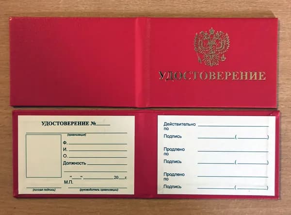 Удостоверение личности, 10 штук (размер 95х65мм), с гербом РФ, цвет красный