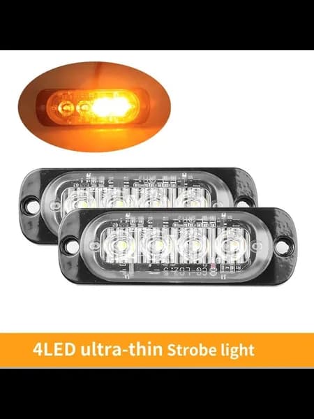 2 шт. 4LED ультратонкий стробоскоп желтый