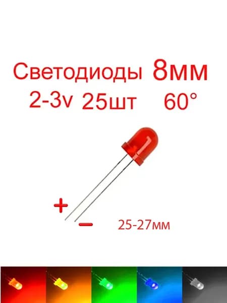 Светодиодная лента 0.11 Вт, Красный, 25 шт