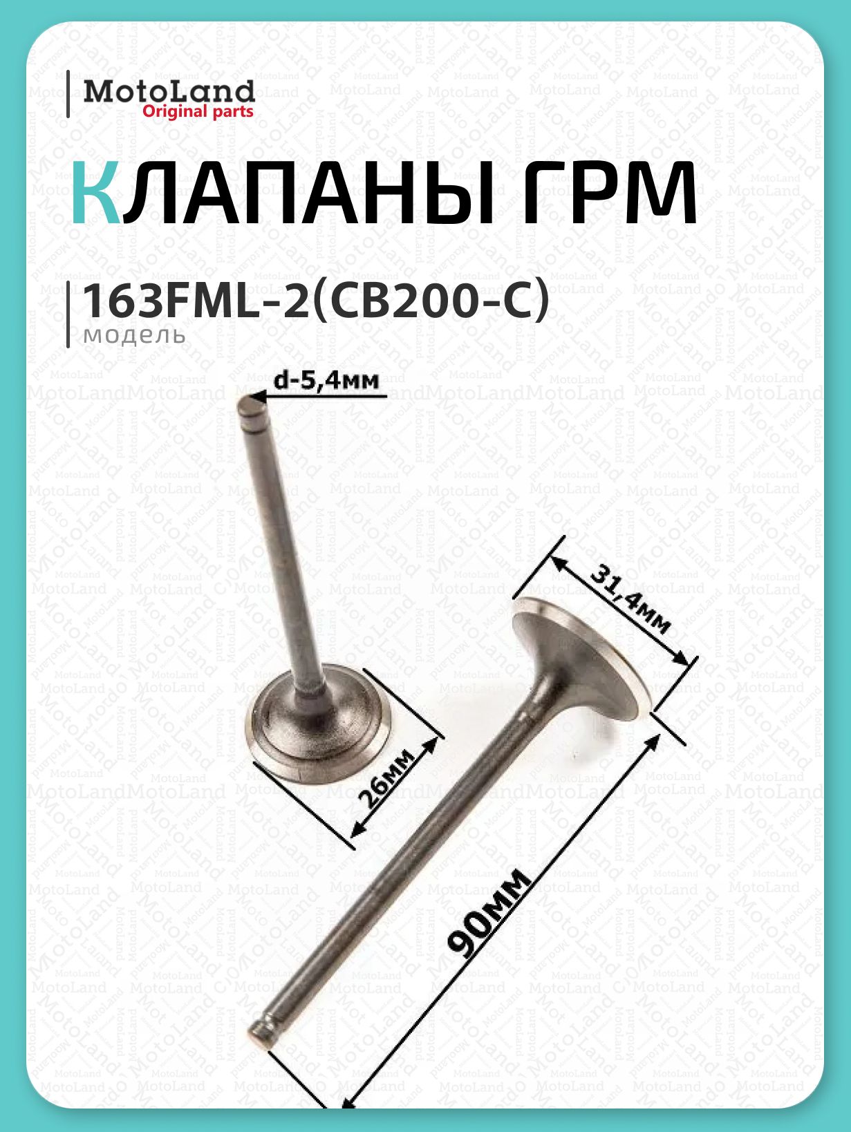 Клапаны ГРМ 163FML-2(CB200-C)165FML(CBB200)165FMM(CB250D-G)165FMM(CBB250) (компл2шт)