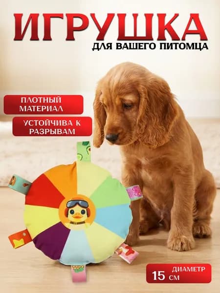 Игрушка мяч плоский с колокольчиком для щенков и собак мелких и средних пород