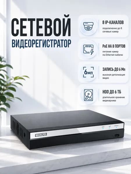 BOLID RGI-0812P08 Сетевой PoE-видеорегистратор с поддержкой PoE