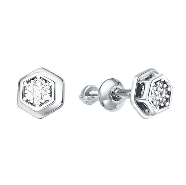 Серьги женские с фианитами из белого золота 375 пробы 585GOLD