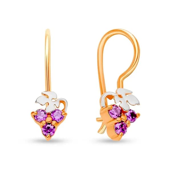 Серьги детские с фианитами из красного золота 375 пробы 585GOLD