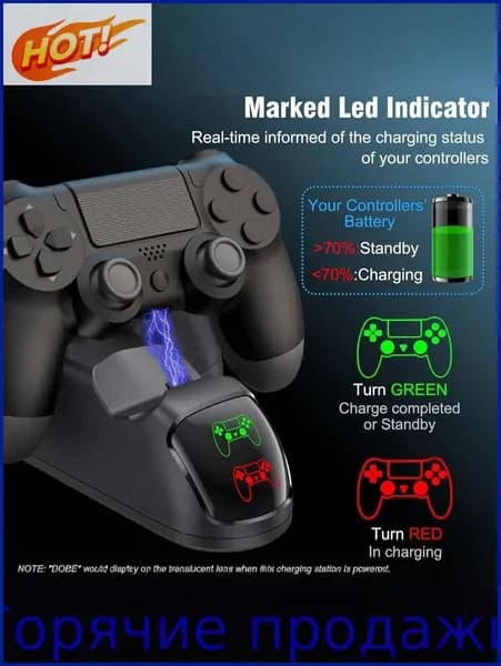 Док-станция для зарядки 2 геймпадов PS4 (Pro/Slim) беспроводное зарядное устройство для контроллеров DualShock 4