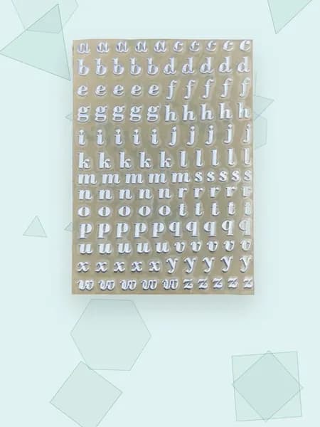Наклейки металлизированные с блестками, буквы A-Z, - 10