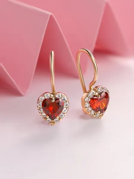 Серьги Сердечки серебро 925 фианитами