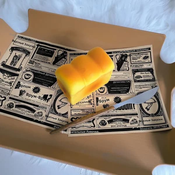 Мягкая игрушка-антистресс в виде квадратного хлеба: белый хлеб, из PU, для снятия стресса