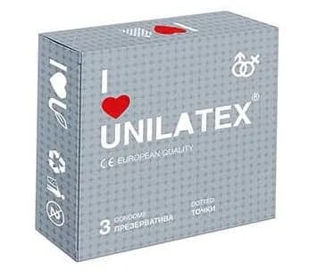 Презервативы Unilatex Dotted 3 шт с рельефной текстурой для усиления ощущений латексные