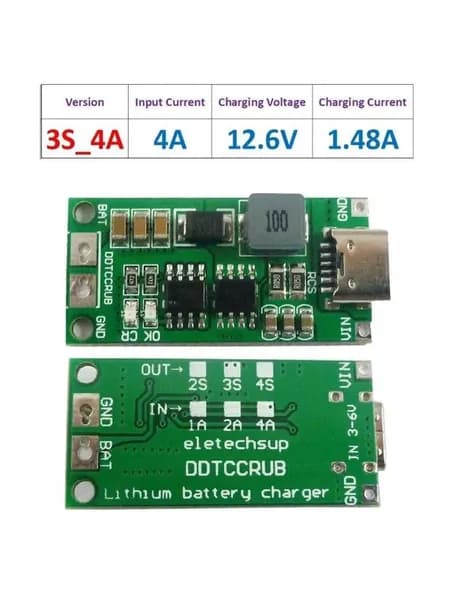 Многоэлементное литий-ионное зарядное устройство от 2S 3S 4S Type-C до 8,4 В 12,6 В 16,8 В, литиевая батарея 18650 7,4 В 11,1 В 14,8 В