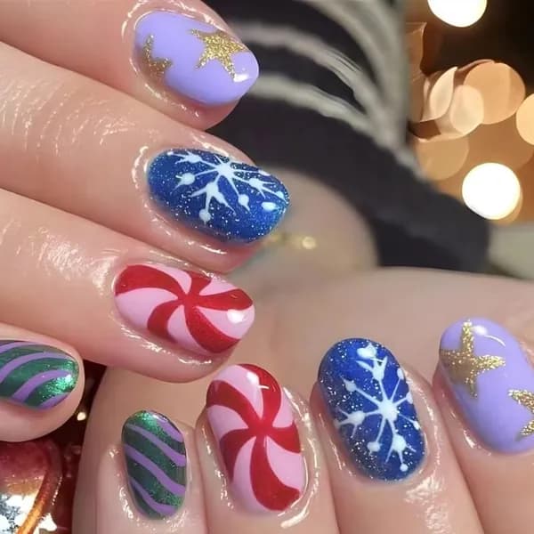 24 шт. Короткие рождественские накладные ногти