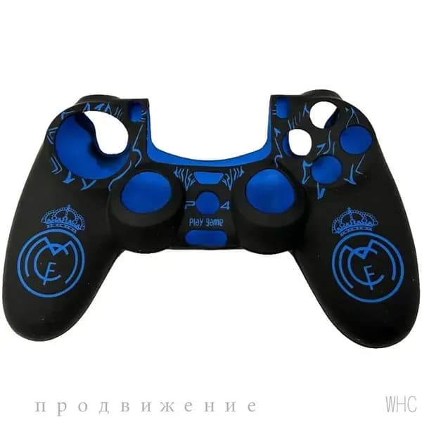 Силиконовый чехол для геймпада DualShock 4 (ФК Реал Мадрид) (черно-синий)