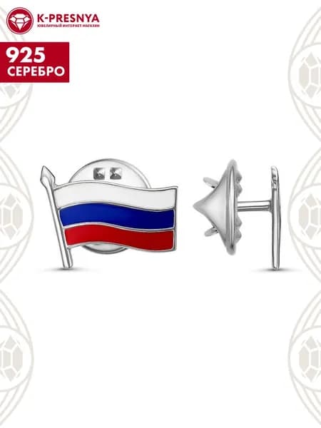 Значок серебро 925 пробы, покрытие - оксидирование, отделка - эмаль, без вставок