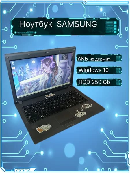 Samsung Ноутбук, RAM 2 ГБ, HDD 250 ГБ, черный