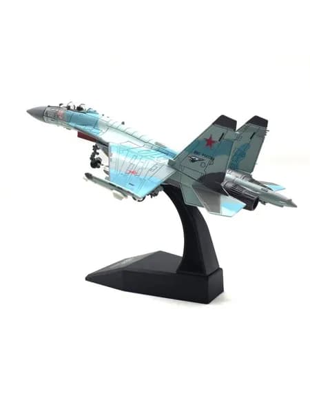 Готовая модель истребителя Су-35 <Супер Фланкер> в масштабе 1:100 коллекционный металлический самолёт (на подставке) Тема