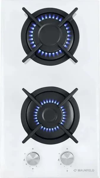 Варочная панель газовая MAUNFELD EGHG.32.1CW/G, 2 конфорки, закаленное стекло, белый (УТ000008340)