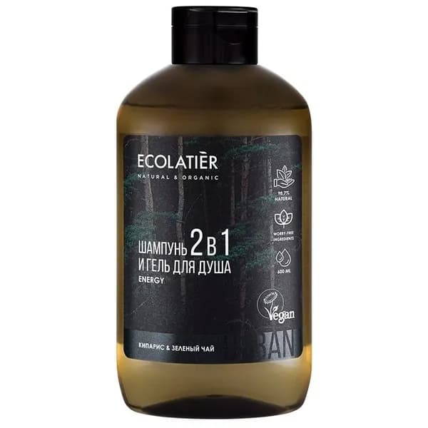 Набор для душа Ecolab "Urban", мужской, 2 в 1, Кипарис и зеленый чай, 600 мл