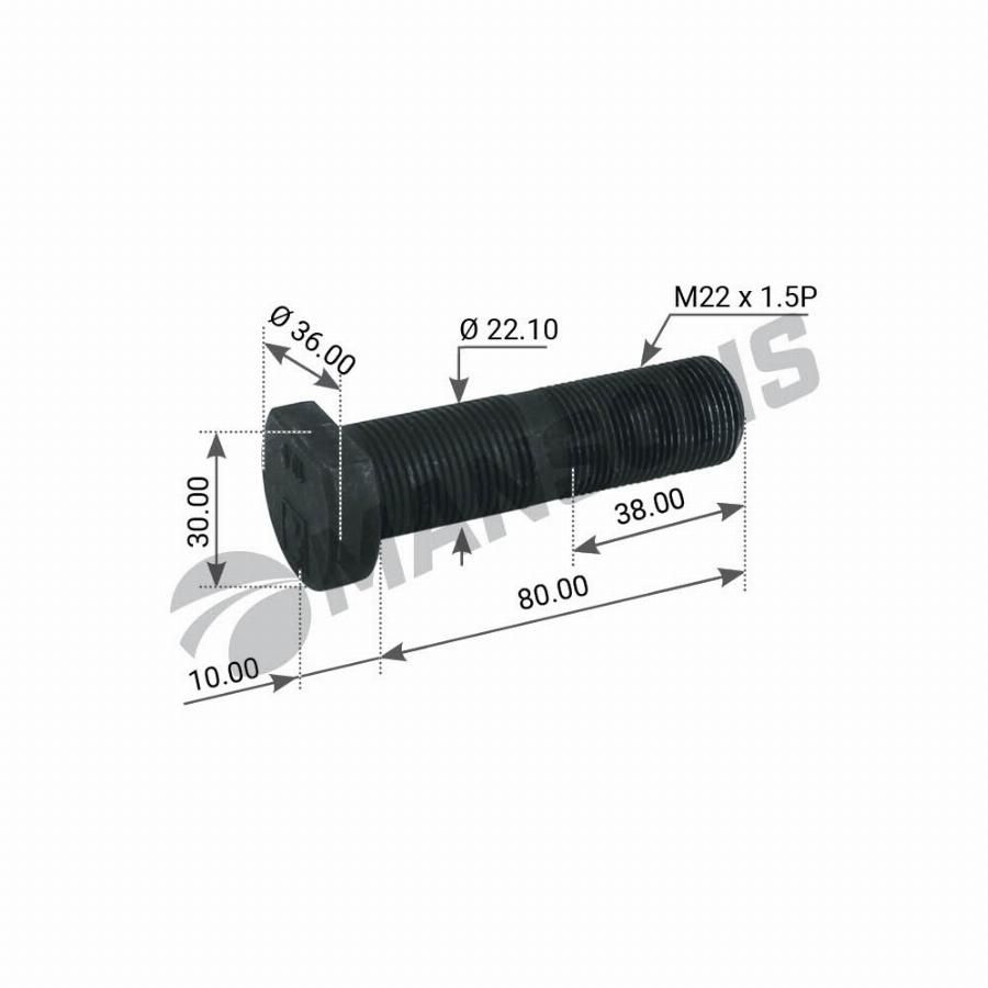 Болт колесный M22*1.5*80 BPW (Mansons)