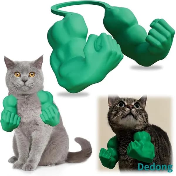 3D-печать: мышечная рука для кота на шею, зелёная