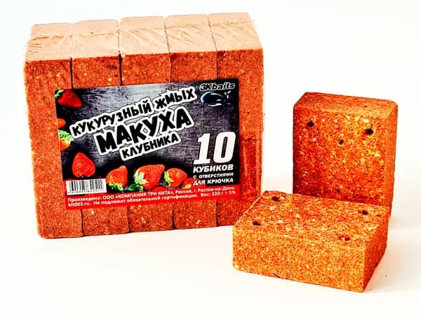 Макуха (кукурузный жмых) с отверстием КЛУБНИКА 320гр. (уп/10шт)
