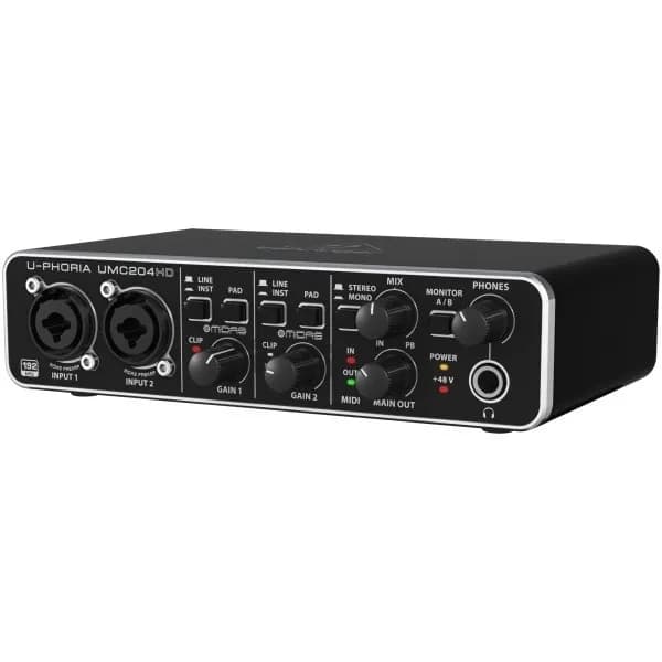 Behringer UMC204HD Аудиоинтерфейс внешний звукозаписывающий, USB 2.0, 2 входа, 4 выхода